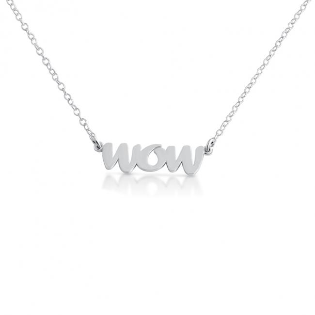 925 sterling silver necklace WOW (Script Word)
